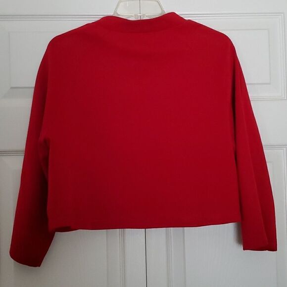 Women's Nina Leonard Red Cropped Blazer Size Large - Picture 3 of 5